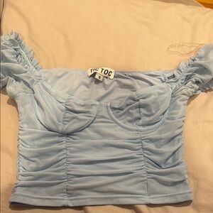 Light Blue Ruched Women's Top